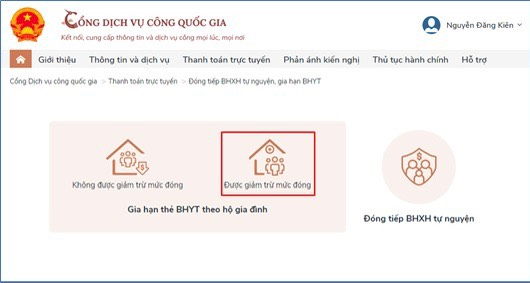 Gia hạn thẻ BHYT hộ gia đình có giảm trừ mức đóng online năm 2024