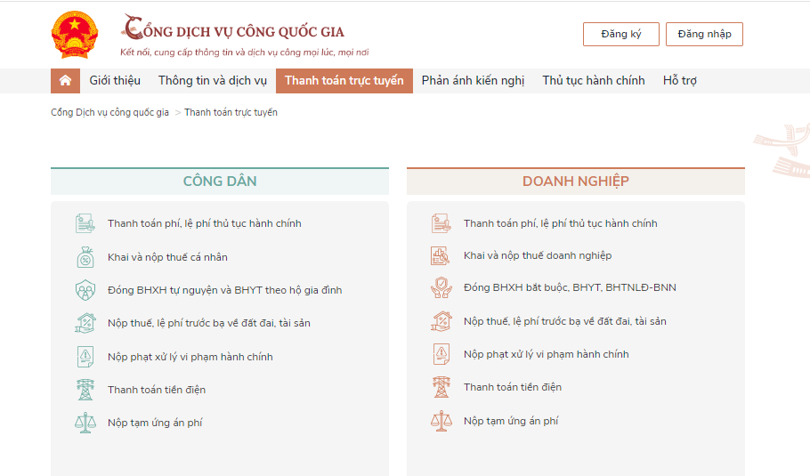 Các bước nộp phạt vi phạm giao thông online tại Cổng Dịch vụ công Quốc gia