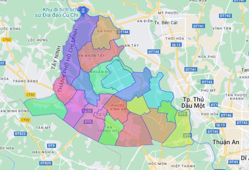 Bản đồ hành chính TPHCM và các quận, huyện, Thành phố trực thuộc
