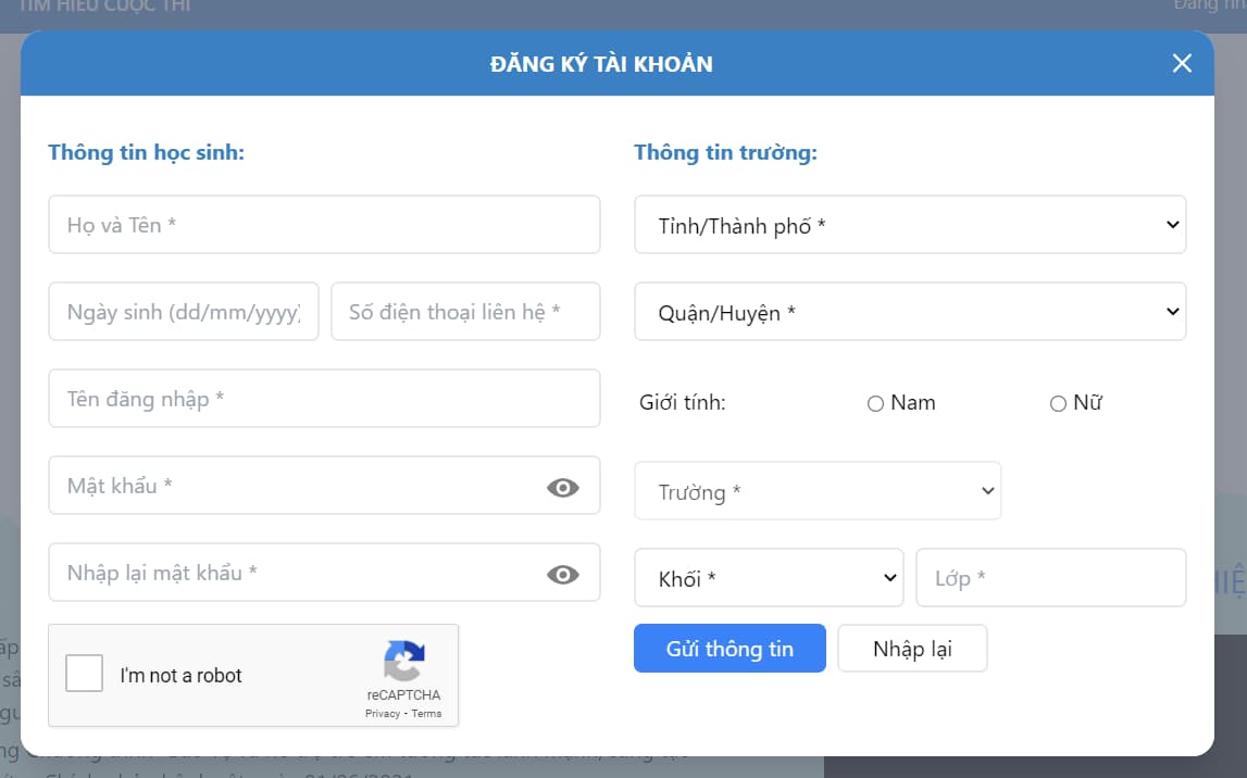 Đăng ký tài khoản thi học sinh với an toàn thông tin thế nào?