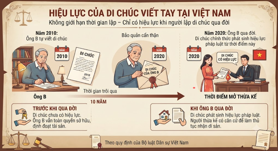 HIệu lực di chúc viết tay
