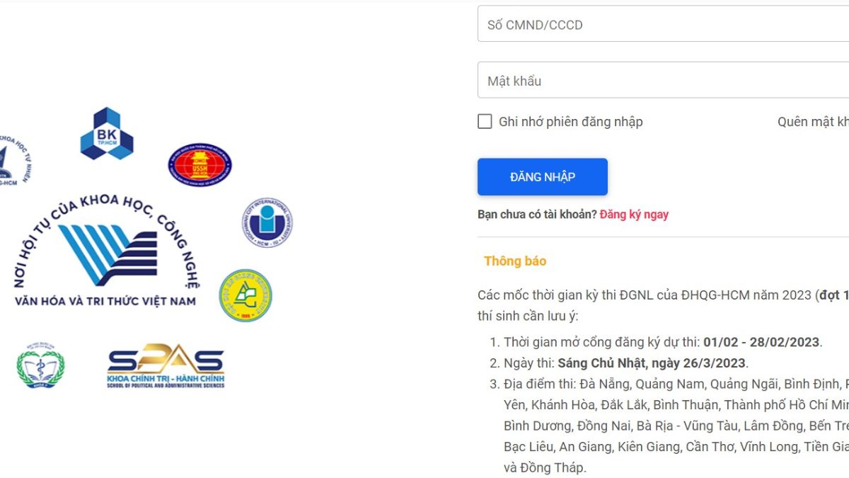 Lịch công bố kết quả xét tuyển thi đánh giá năng lực của ĐHQG-HCM