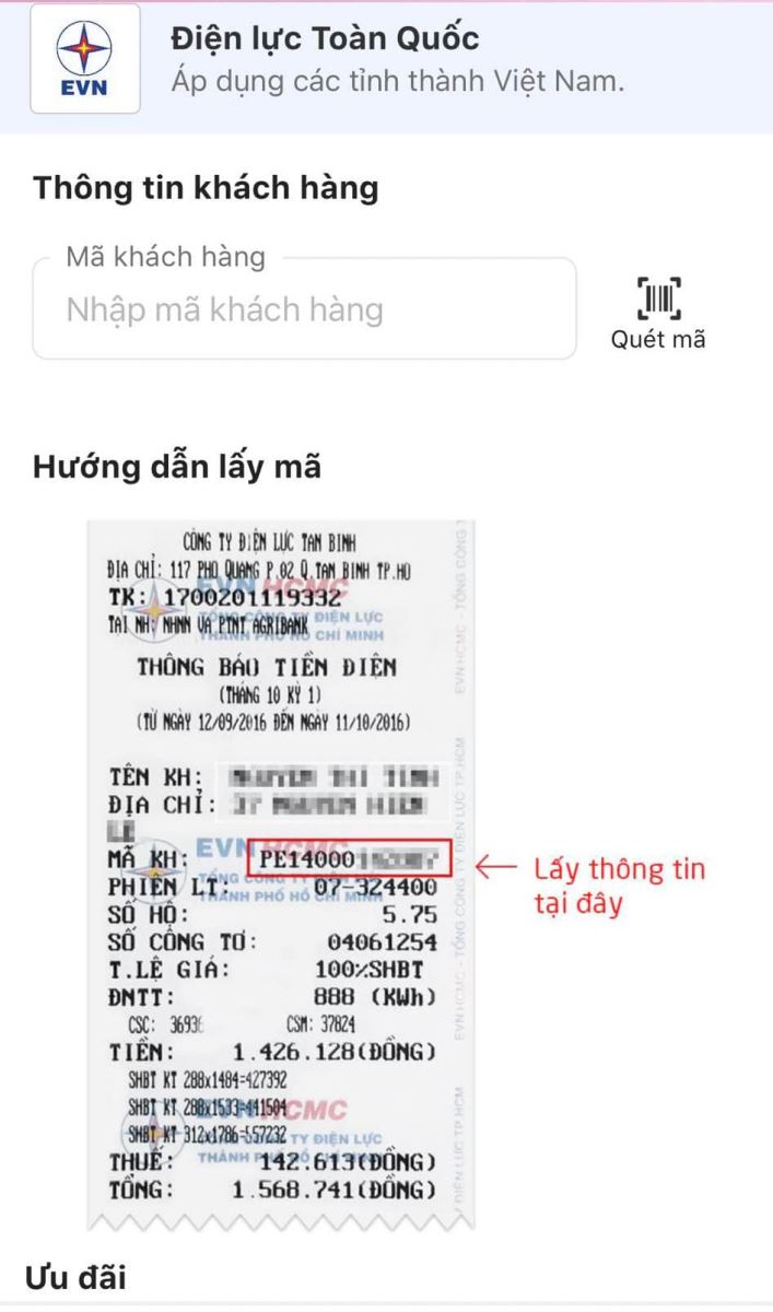 Cách tra cứu tiền điện theo mã khách hàng tại app MoMo