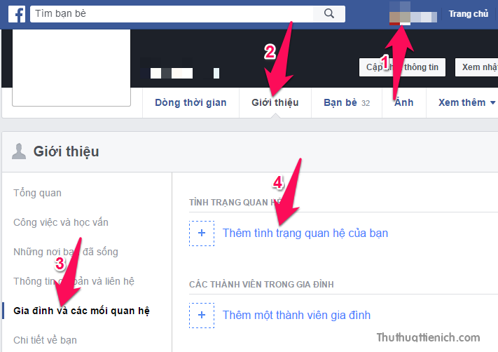 Thay đổi tình trạng mối quan hệ trên trang cá nhân Facebook đơn giản