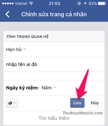 Thay đổi tình trạng mối quan hệ trên trang cá nhân Facebook đơn giản