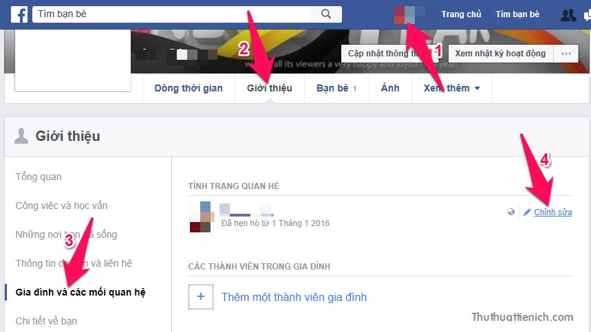 Thay đổi tình trạng mối quan hệ trên trang cá nhân Facebook đơn giản