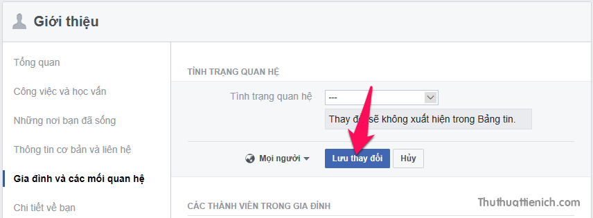 Thay đổi tình trạng mối quan hệ trên trang cá nhân Facebook đơn giản