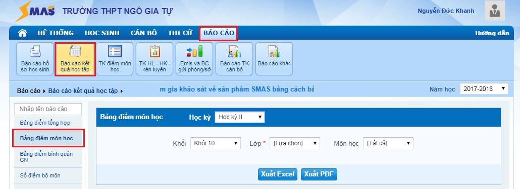 Cách in phiếu ghi điểm học bạ trong SMAS đơn giản, nhanh nhất
