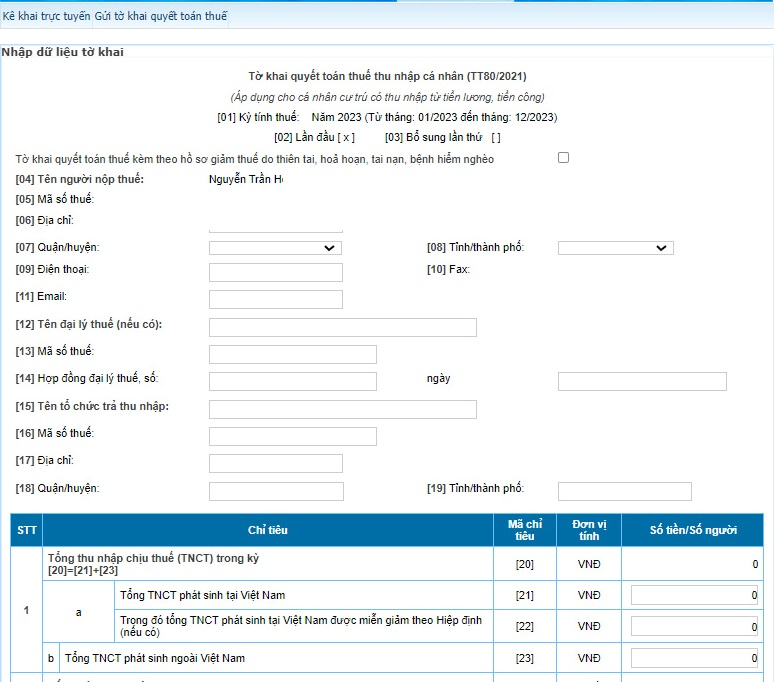 Hướng dẫn cách quyết toán thuế thu nhập cá nhân online năm 2024?