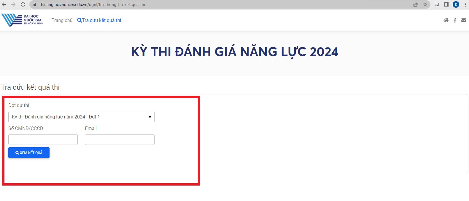 Cách tra cứu điểm thi đánh giá năng lực đại học Quốc gia năm 2024?
