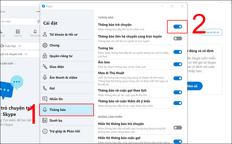 Hướng dẫn bật/tắt thông báo, ẩn/hiện nhóm chat Skype đơn giản nhất