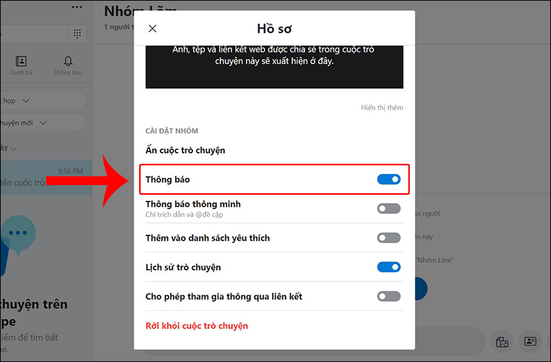 Hướng dẫn bật/tắt thông báo, ẩn/hiện nhóm chat Skype đơn giản nhất