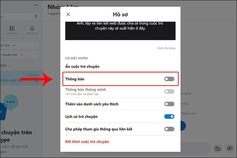 Hướng dẫn bật/tắt thông báo, ẩn/hiện nhóm chat Skype đơn giản nhất