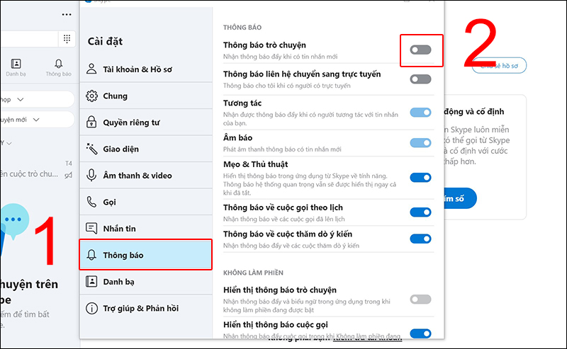 Hướng dẫn bật/tắt thông báo, ẩn/hiện nhóm chat Skype đơn giản nhất