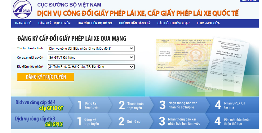 Hướng dẫn đăng ký đổi giấy phép lái xe trực tuyến