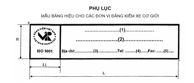 Yêu cầu cụ thể đối với biển hiệu trung tâm đăng kiểm xe cơ giới?