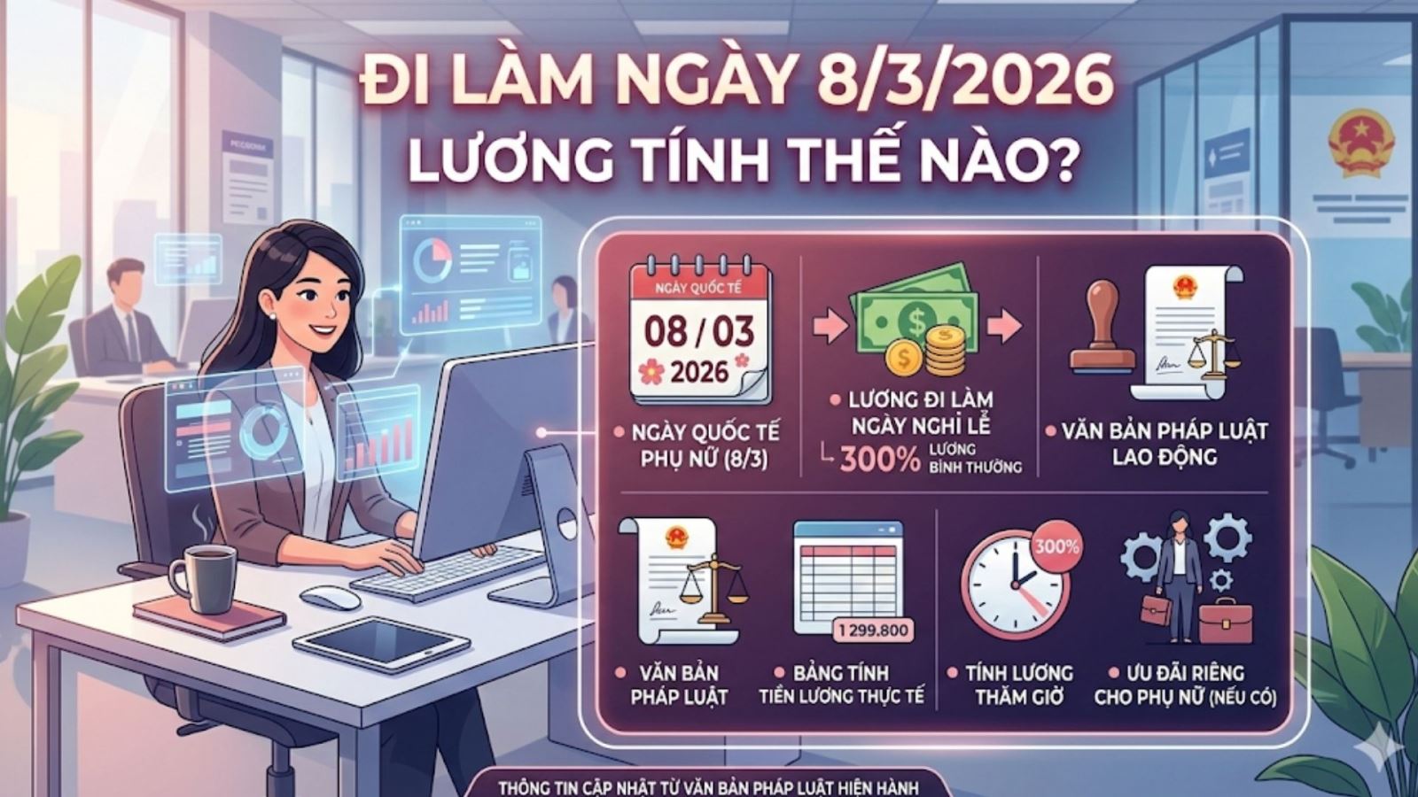 Đi làm ngày Quốc tế Phụ nữ 8/3/2026 được tính lương như thế nào?