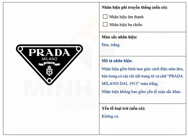 Mô tả nhãn Prada hình