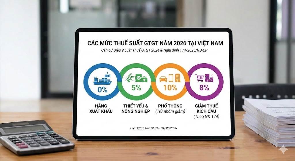 04 mức thuế suất thuế giá trị gia tăng đang áp dụng