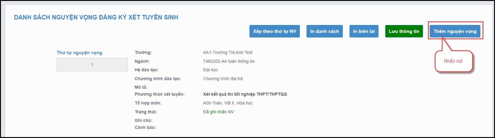 Hướng dẫn đăng ký nguyện vọng đại học 2024 thử nghiệm