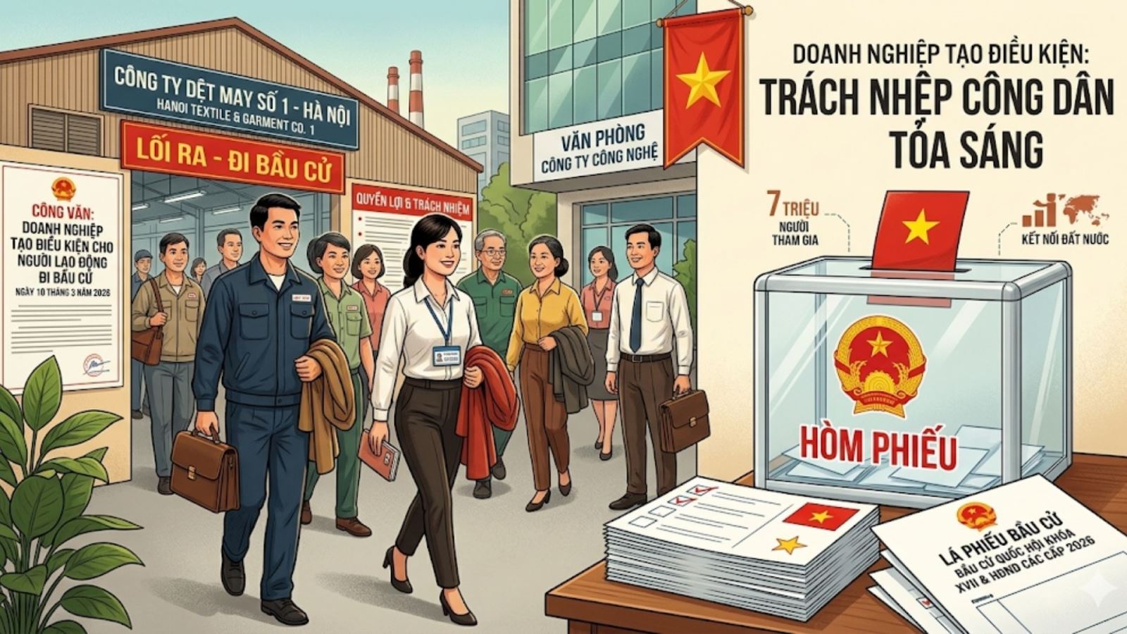Công văn 3712: Yêu cầu doanh nghiệp tạo điều kiện tối đa cho NLĐ đi bỏ phiếu Bầu cử 15/3