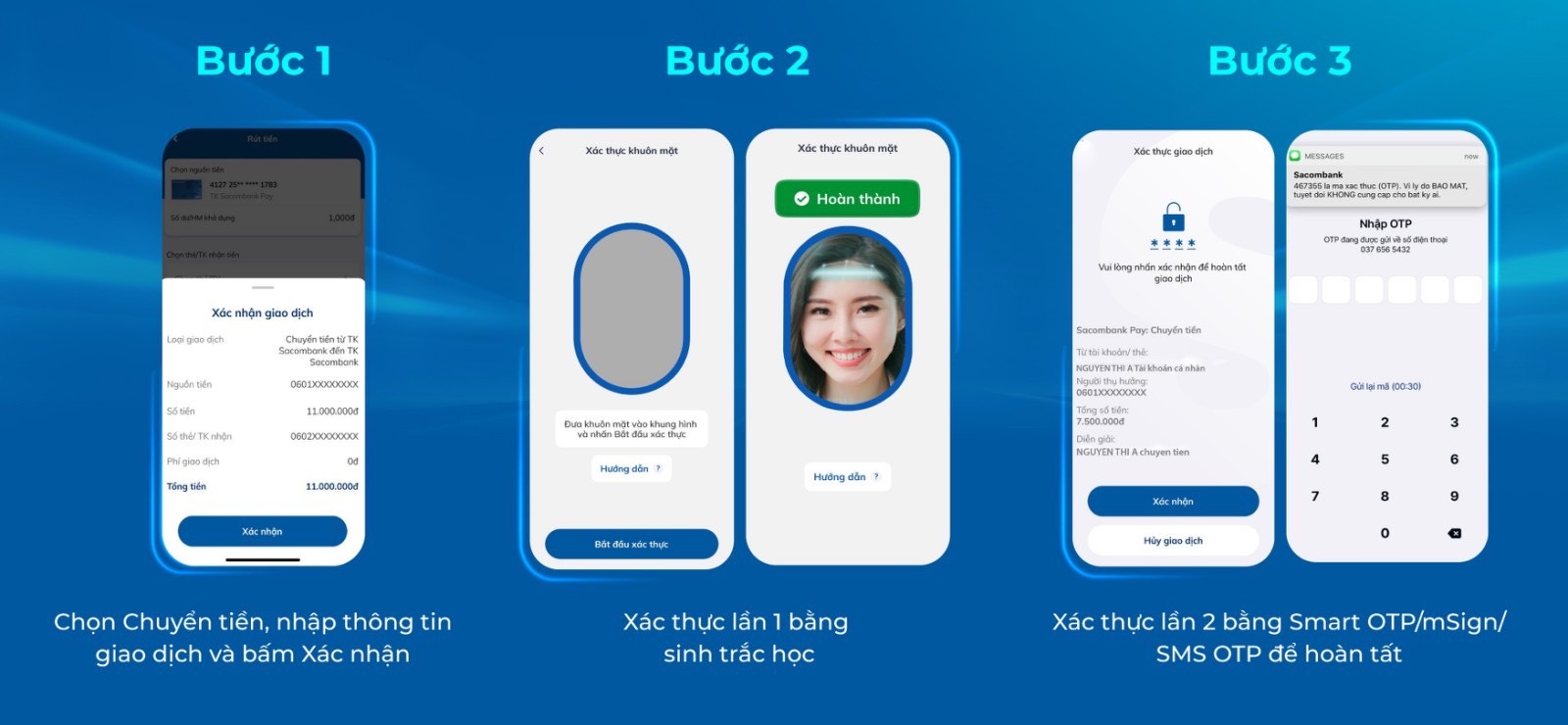 Hướng dẫn xác thực sinh trắc học tại Ngân hàng Sacombank?