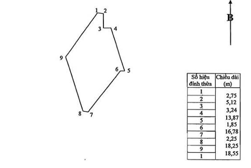Sơ đồ thửa đất có nhiều cạnh thửa