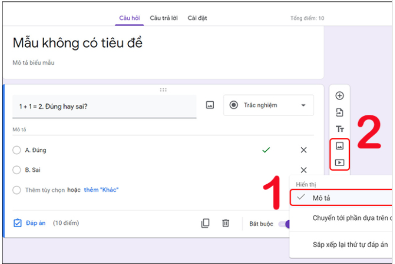 Cách tạo bài kiểm tra, câu hỏi trắc nghiệm trên Google Forms online