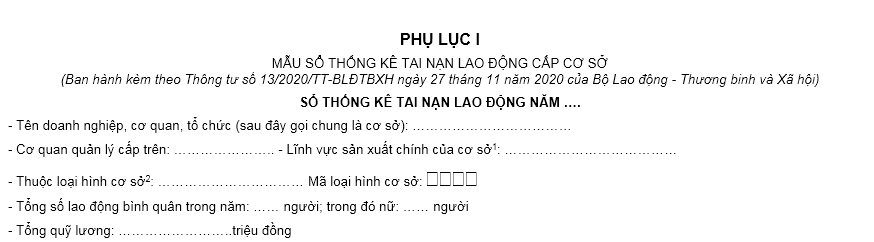 Mẫu thống kê tai nạn lao động của người lao động chi tiết năm 2024