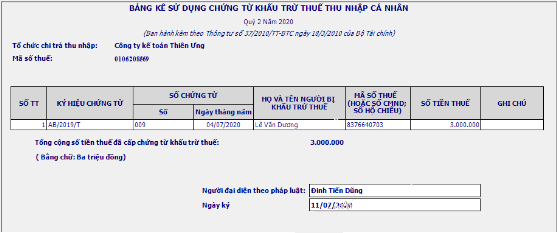 Cách nộp báo cáo chứng từ khấu trừ thuế TNCN online