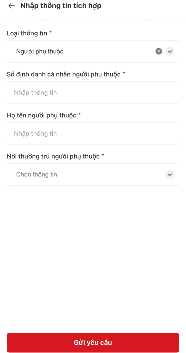 Hướng dẫn tích hợp thông tin người phụ thuộc vào VNeID
