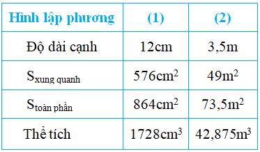 Toán lớp 5 trang 169 Luyện tập tính diện tích thể tích một số hình