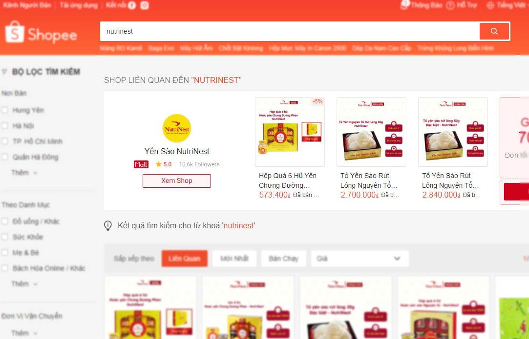 Tra cứu thông tin thương hiệu trên Shopee