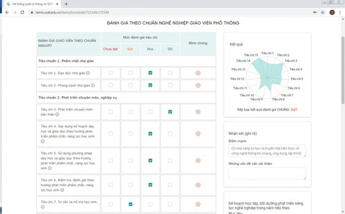 Hướng dẫn sử dụng TEMIS đánh giá chuẩn nghề nghiệp giáo viên 2024