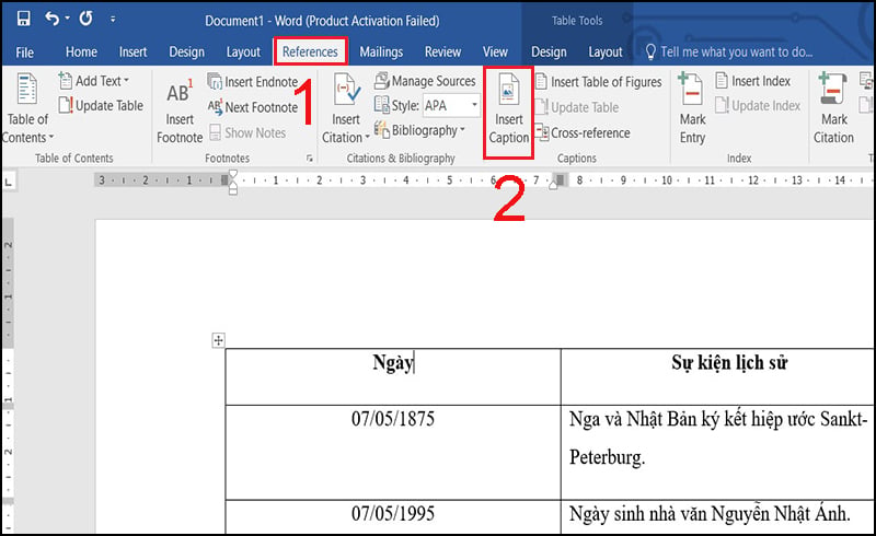 Cách tạo mục lục cho bảng biểu, hình ảnh trong Word tự động đơn giản
