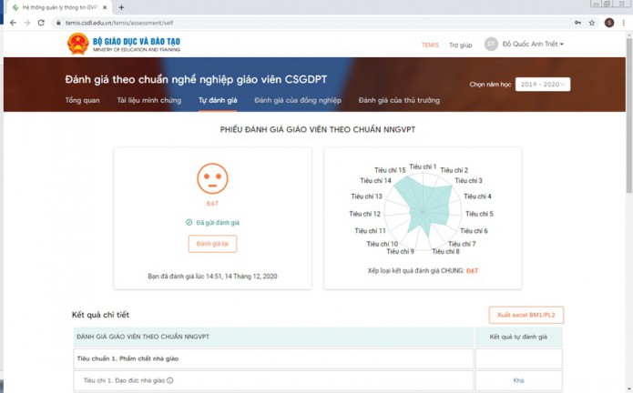 Hướng dẫn sử dụng TEMIS đánh giá chuẩn nghề nghiệp giáo viên 2024