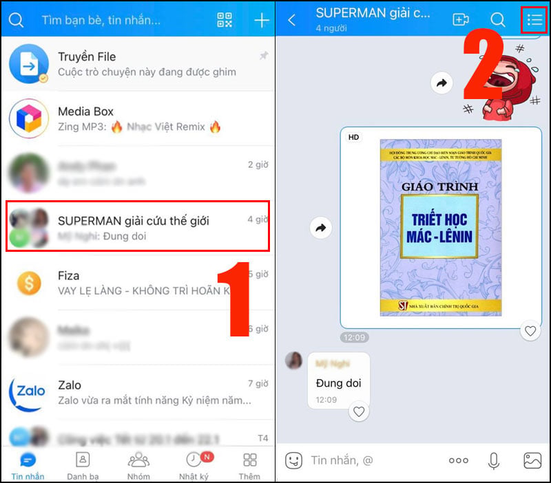 Cách chuyển quyền admin trưởng nhóm trong nhóm Zalo trên điện thoại