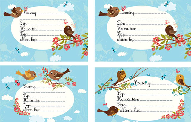 Mẫu nhãn vở đẹp, chi tiết trên Word (Chỉnh sửa được)
