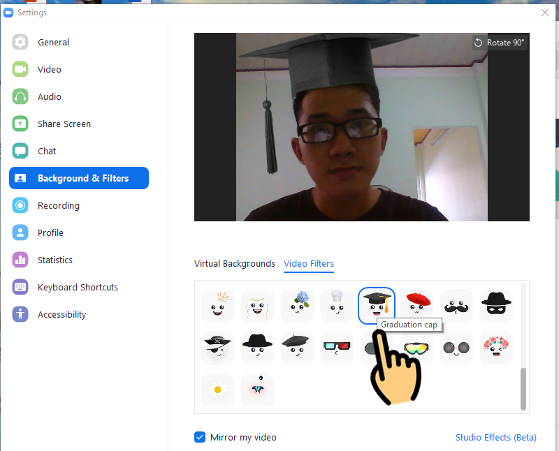 Hướng dẫn cách cài filter trên Zoom