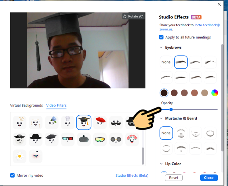 Hướng dẫn cách cài filter trên Zoom