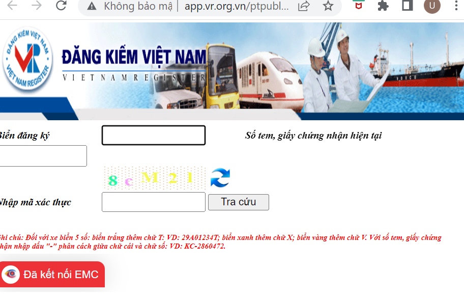 Trang trực tuyến của Cục Đăng Kiểm Việt Nam