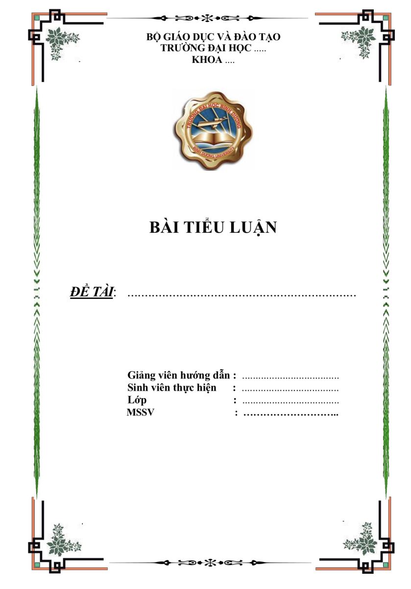 Mẫu bìa tiểu luận chọn lọc đẹp nhất