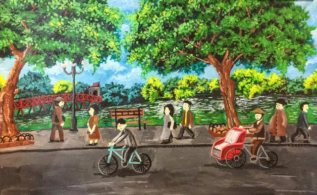 Mẫu tranh vẽ Hà Nội trong em mới nhất