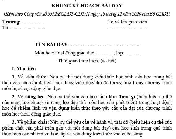 Quy trình xây dựng kế hoạch giáo dục của giáo viên trong năm học