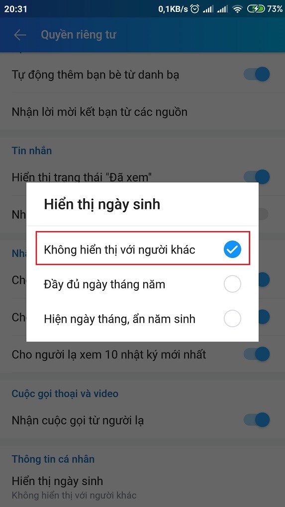 Cách tắt thông báo sinh nhật của mình, của bạn bè trên Zalo đơn giản
