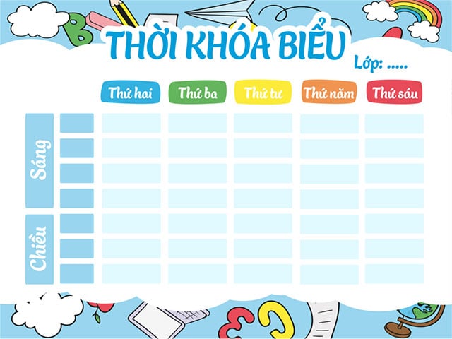 Mẫu Powerpoint thời khóa biểu (chỉnh sửa được) mới nhất