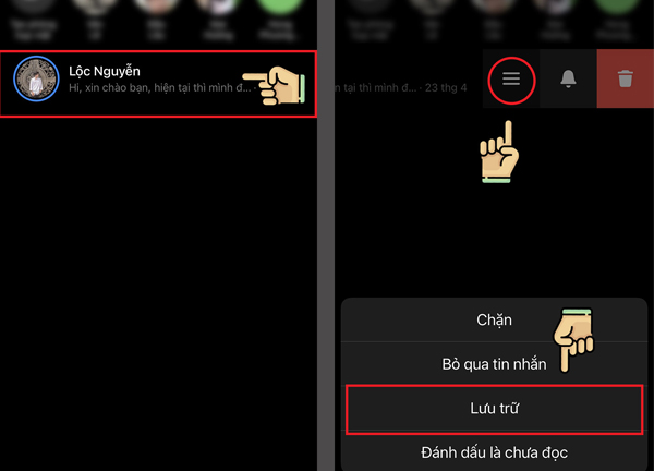 Cách bỏ lưu trữ tin nhắn Facebook Messenger trên điện thoại và máy tính