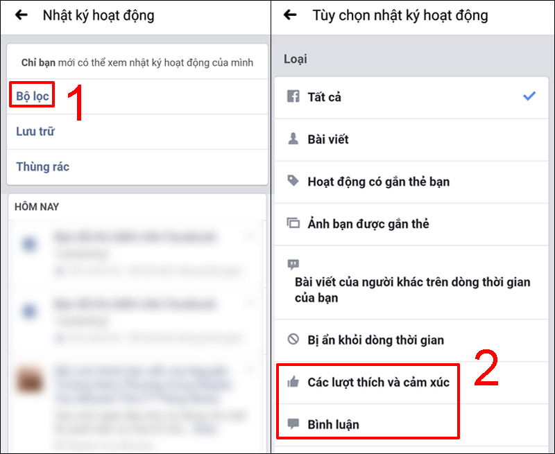 Hướng dẫn cách tìm lại bài viết cũ đã đăng, đã thích hoặc comment trên Facebook