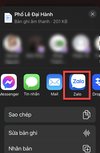 Hướng dẫn cách gửi file ghi âm qua Zalo trên iPhone, điện thoại Android