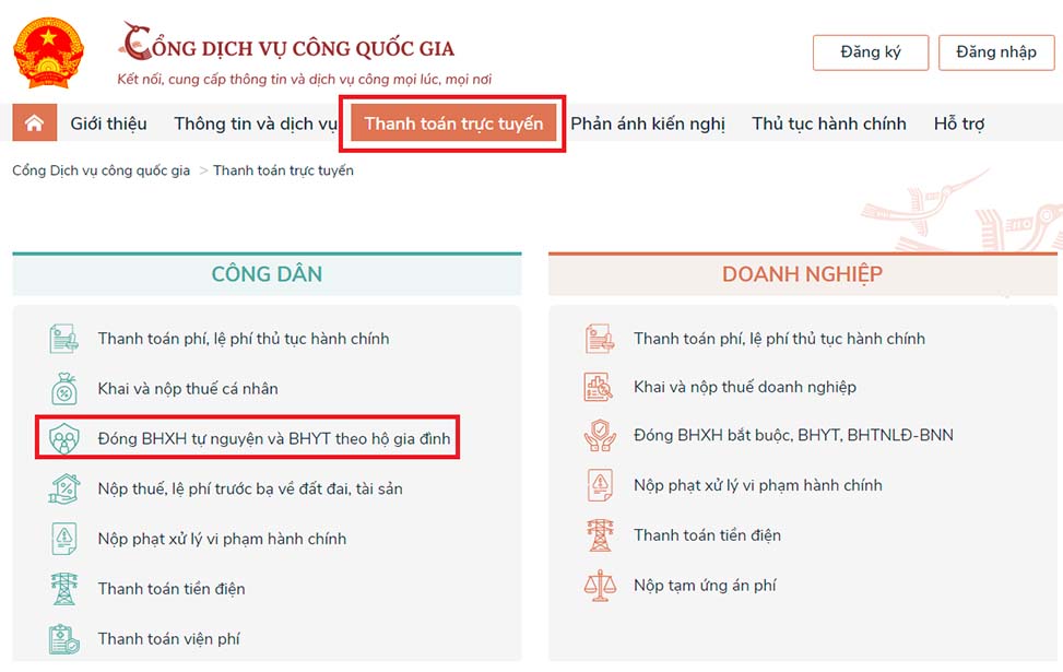 Hướng dẫn gia hạn thẻ BHYT hộ gia đình trực tuyến (Online)